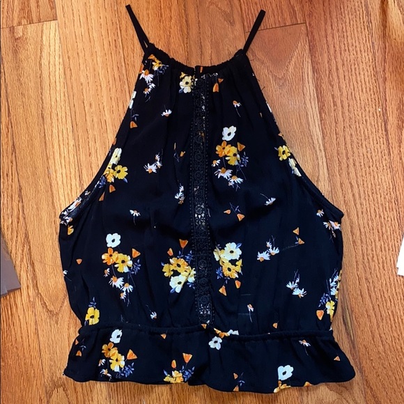 Black Floral Top - Picture 1 of 3